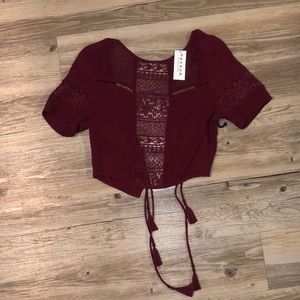 Burgundy back tie shirt